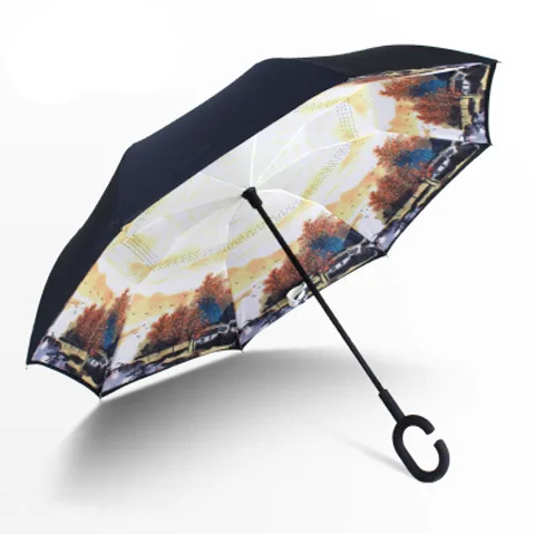 Черный обратная зонтик дождь Для женщин Для мужчин Guarda Chuva перевернутый складной Сильный ветрозащитный мужской женский зонт дождя и солнца Шестерни - Цвет: styie-7