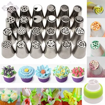 

24Pcs Russian Tulip stainless steel Nozzles birthday Cake Cupcake Decorating Icing Piping Nozzles Rose Flower Cream Pastry Tips