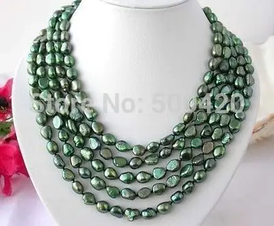 

FREE SHIPPING>>>@ hot Exquisite 100"baroque green pearl necklace 9-11MM new