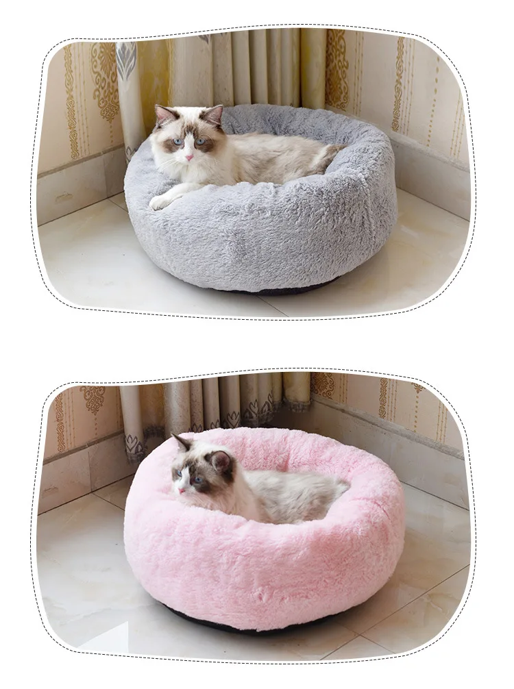 5 Colors Soft Pet Dog Bed Pink Grey Plush Pets Sleep Cave Bed For dog Cat Fall Winter Warm Dogs House pet Nest Kennel hondenmand