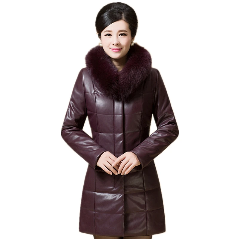 

Warm Alpaca Fiber PU Jacket Thicken Fur Collar Winter Coat Women Slim Women Winter Jacket 2016 New Plus Size XL-6XL Winter Parka