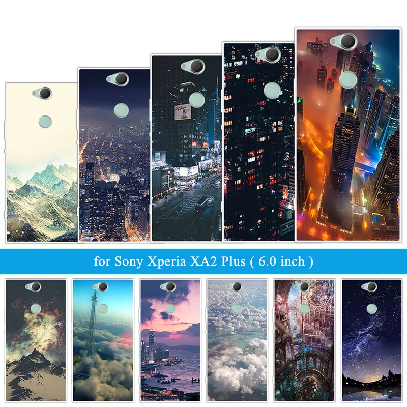 Для Sony Xperia XA2 Plus прозрачный ТПУ для Fundas тонкий мягкий чехол телефона Silionce Ночная