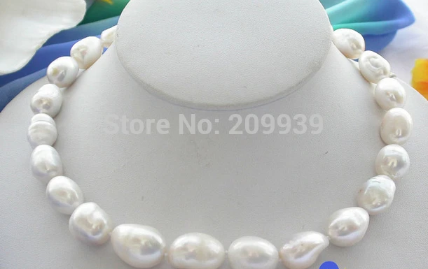 

FREE SHIPPING>>>@@ AS4144 HUGE 17" 20mm baroque white freshwater PEARL NECKLACE 925SILVER