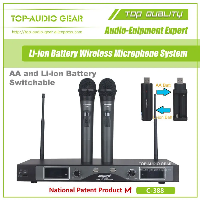 Free Shipping Li ion Battery Professional Wireless Microphone System