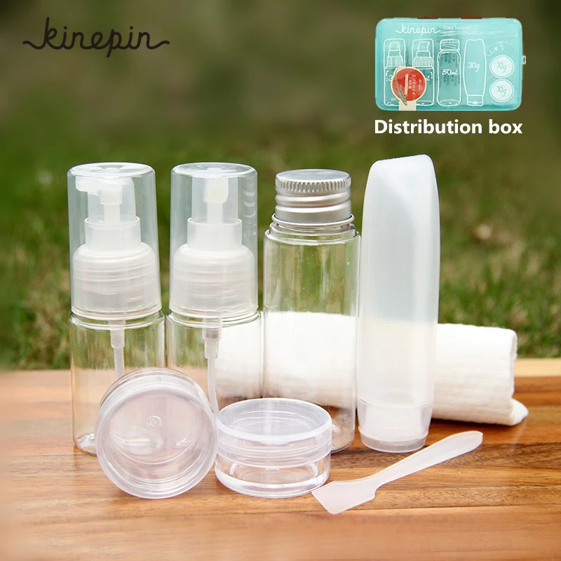 9pcs Cosmetics Container Set Pro Travel Bottle Facia Wash Bag Cosmetic Spray perfume Bottle Points Bottling with Storage Box 100 pcs cosmetic bottle screw flat cover beautiful beauty skin care bottle washing and bathing dew storage container 20ml