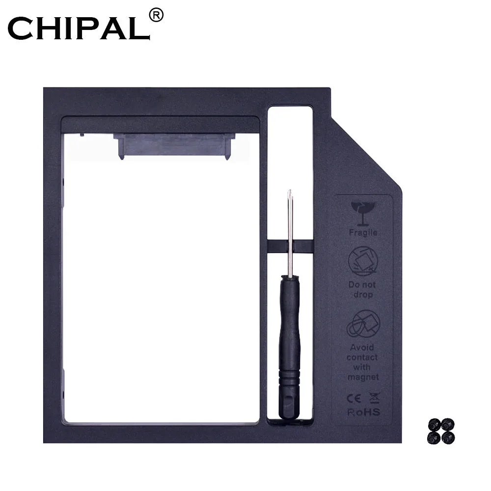 

CHIPAL High Quality Plastic SATA 3.0 2nd HDD Caddy 9mm 9.5mm for 2.5" SSD Case Hard Disk Enclosure for Laptop ODD CD-ROM Optibay