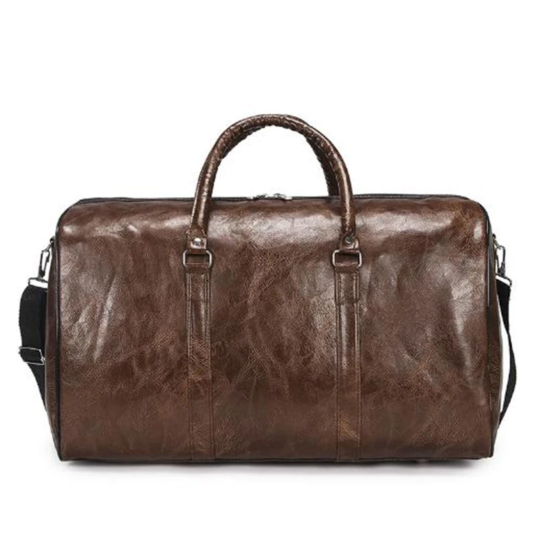 

Pu leather Ladies Travel Bag Glossy Solid Color Large Capacity Portable Weekend Package Men Sports Fitness Messenger Bag[
