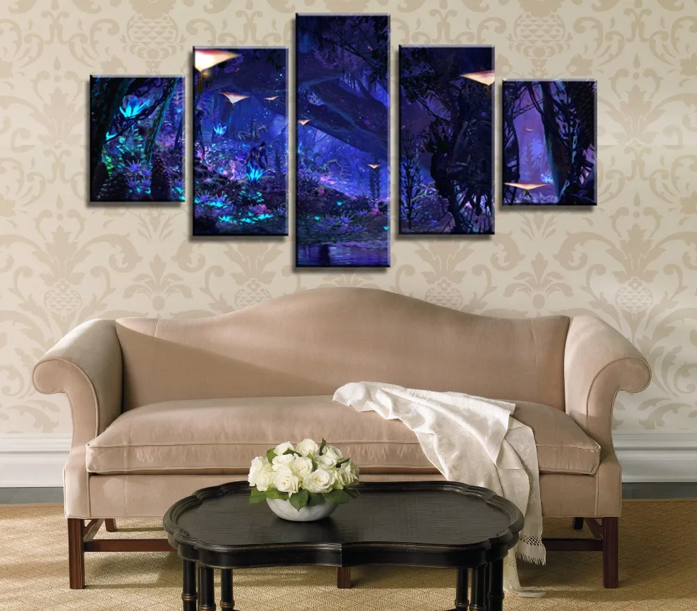 

Painting Art Wall Modular Picture For Living Room 5 Panel Movie The Scene Of Avatar Home Decor Canvas Prints Frames PENGDA