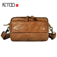 AETOO первый слой масла Воск Кожа Мужская крутой мобильный телефон камера 7-дюймовый нагрудная сумка кошелек