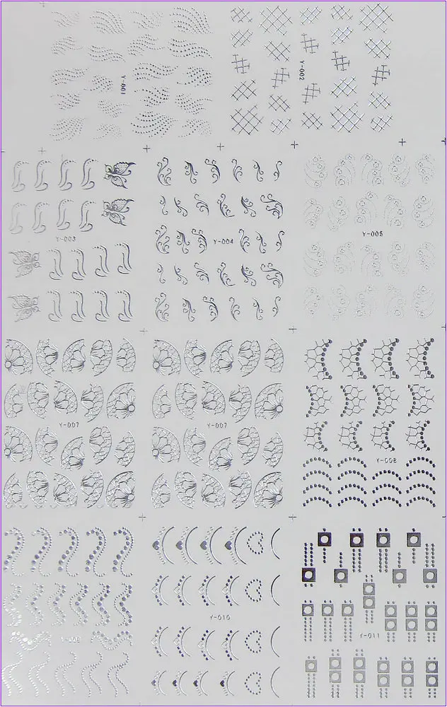 11 упаковок/партия наклейки для ногтей наклейки для воды наклейки для ногтей Золотой Серебряный цветок SWIRL вентилятор колесо бабочка