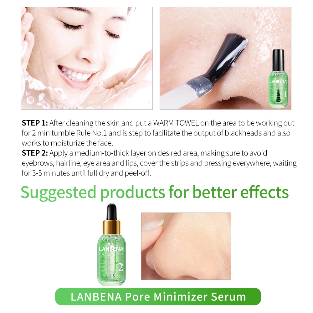 LANBENA Beauty Skin Care Blackhead Remover Mask Serum Deep Cleaning Shrink Pores Purifying Acne Treatment Essence 4