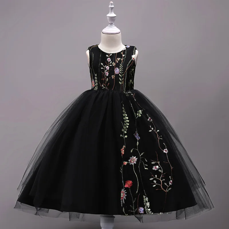 Лето Детская мода подростков Платье для девочек с цветочным узором принцессы Свадебная вечеринка Детский костюм платья для девочек с вышивкой Костюмы