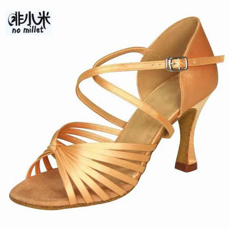 

Khaki/ Tan/Black/Silver Satin Dance Shoes Size US 4-12 Salsa Satin 7 cm Heel Height Open Toe Comfortable