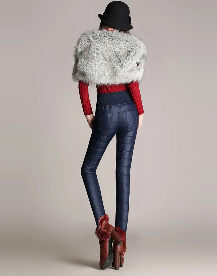 Новые модные женские зимние узкие брюки плюс бархат стрейч толстые теплые пуховые брюки элегантные с высокой талией тонкие ветрозащитные