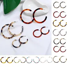 Цветные акриловые Круглые Женские серьги-кольца из ацетата с леопардовым принтом, большие геометрические серьги из смолы, модные ювелирные изделия, подарок