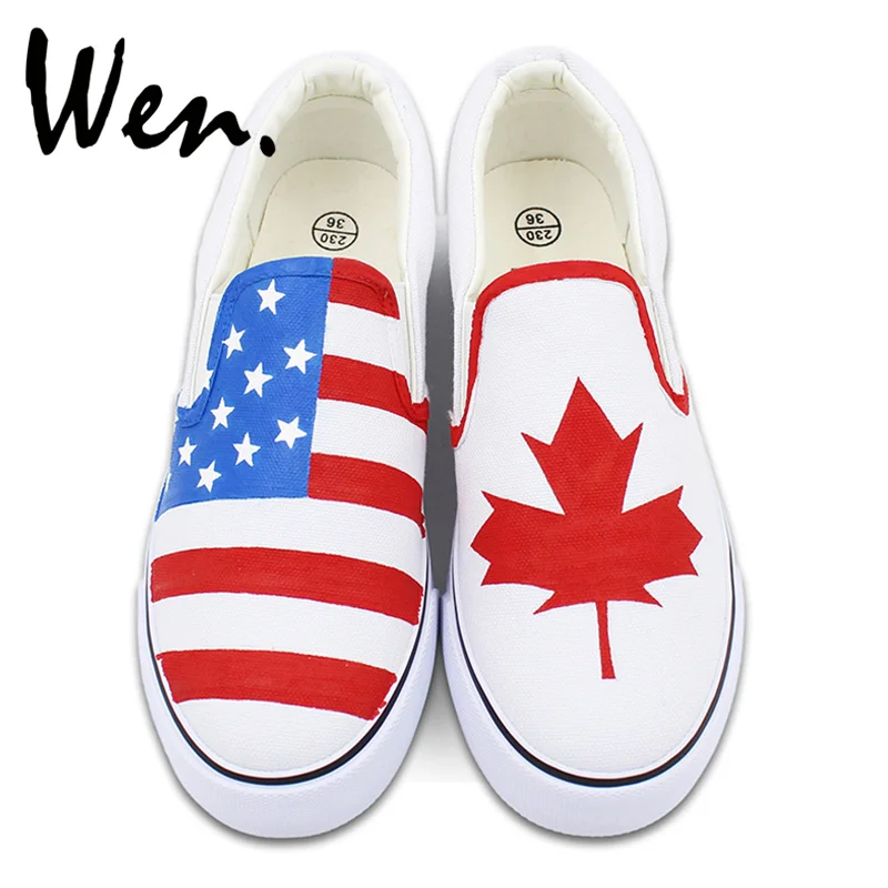 Wen Hand Painted White Slip On Shoes Custom Design