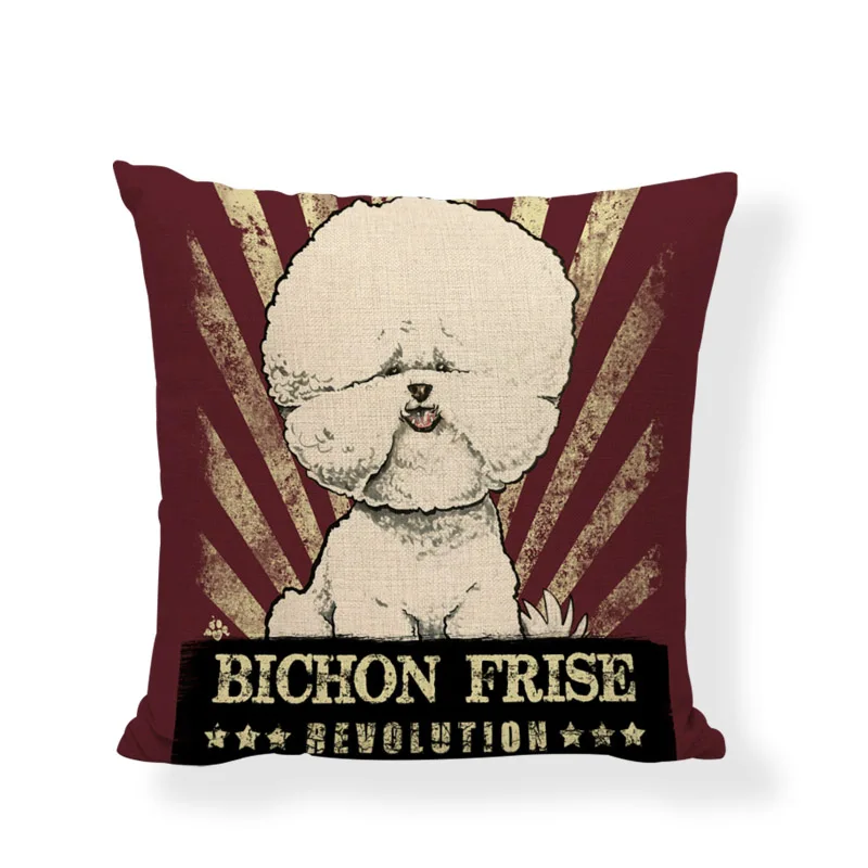 Наволочка на подушку с изображением милой собаки, бельгийский тервурен, Бернская горная собака, 43*43 см, Bichon Frise, полосатая наволочка, украшение для гостиной, дивана - Цвет: 8