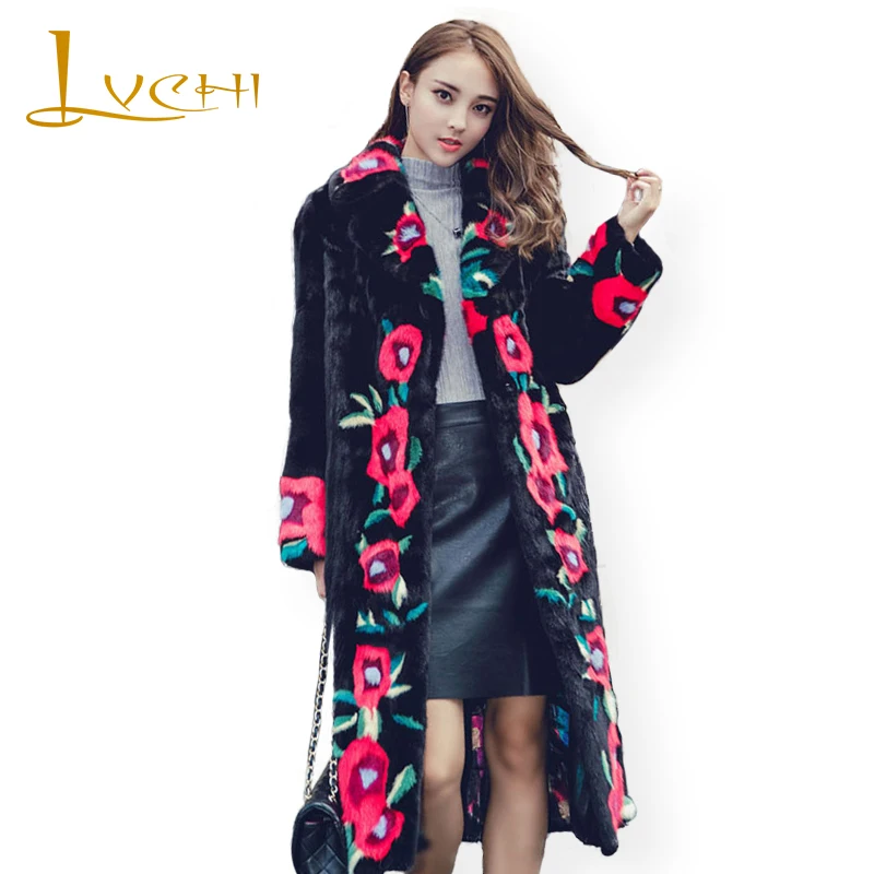 LVCHI vrouwelijke lengte noble winter Aanpasbare bontjas nertsen bont jacket stijlvolle 3D bloemen nieuwe vrouwen dikke maxi real mink jassen LVCHI vrouwelijke lengte noble winter Aanpasbare bontjas nertsen bont jacket stijlvolle 3D bloemen nieuwe vrouwen dikke maxi real mink jassen