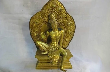 

10"Tibet Temple 100% Bronze 24K Gold freedom Kwan-Yin Bodhisattva Buddha Statue