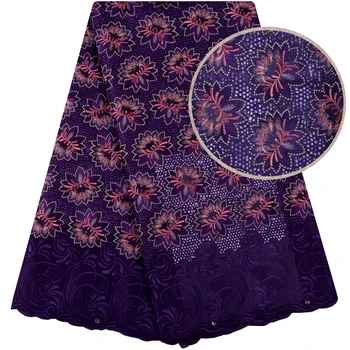 

2018 Purple African Swiss Voile Lace For Wedding Dress Sewing High quality French Stones Swiss Voile Laces In Switzerland 1086