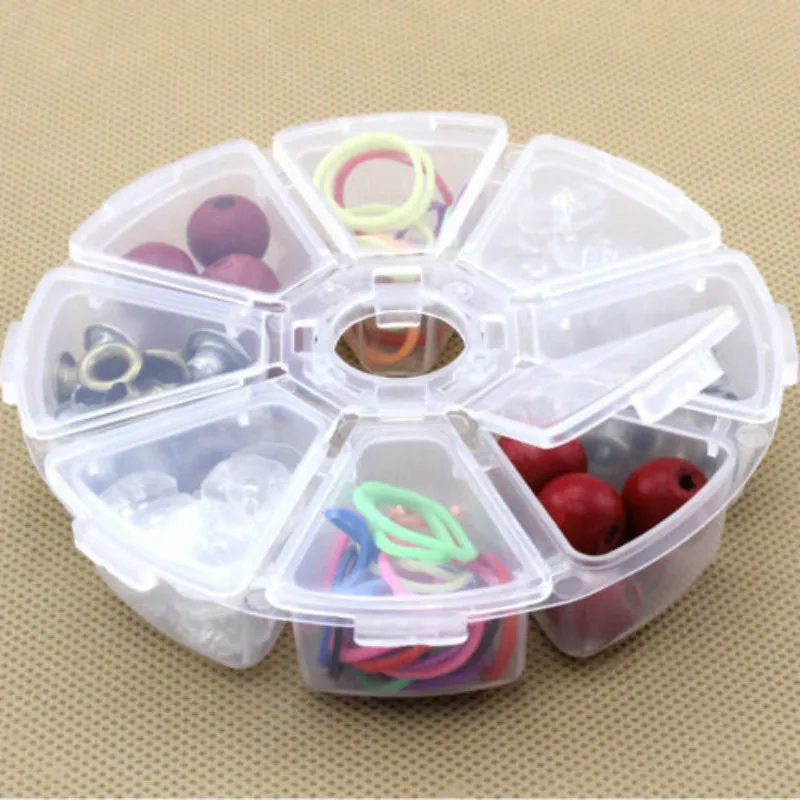 

Round 8 Compartment Organiser Storage Plastic Box Loom Bands Craft Nail Art