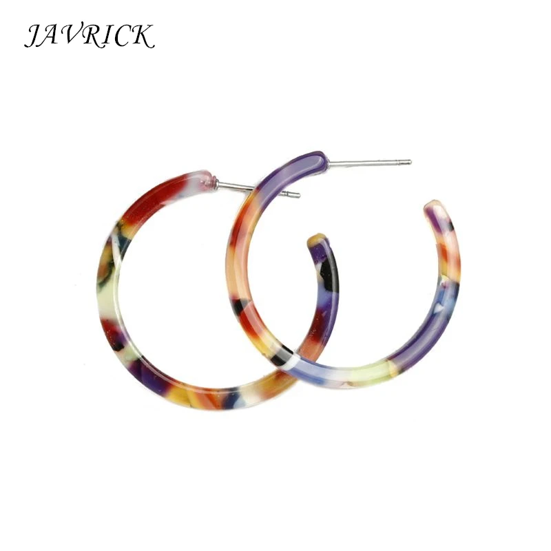 

Acrylic Mottled Hoop Earrings For Women Circle Acetate Resin Statement Jewelry