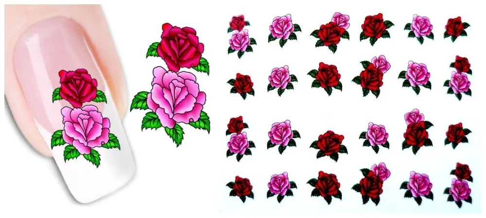 50 листов, красивые наклейки для ногтей, переводные наклейки с водой, цветок, сделай сам, французские наклейки для ногтей, смешанные стили, XF1051-1100