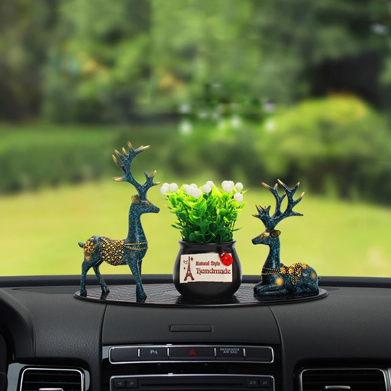 Us 21 07 5 Off New Christmas Car Interior Ornaments Deer Plants Cartoon Fixed Safeguards Car Accessory Auto Decor Set In Ornaments From Automobiles