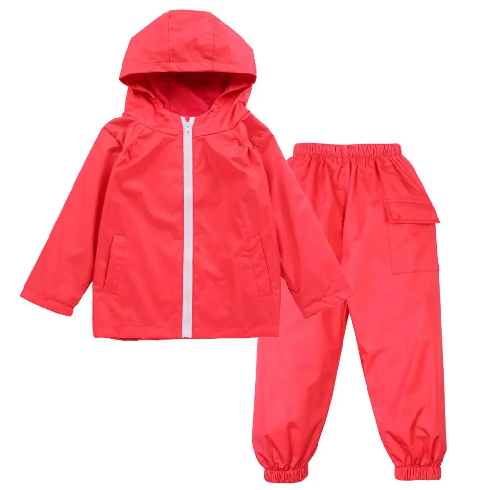 Детская одежда Комплекты для девочек KEAIYOUHUO/ г. весенний водонепроницаемый плащ комплекты одежды для мальчиков детские повседневные спортивные костюмы на молнии с капюшоном - Цвет: Red