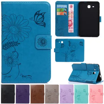 

Luxury Cute Cartoon Flower Butterfly Leather Flip Fundas Case For Coque Samsung Galaxy Tab A 7.0" T280 T285 Tablet Cover Case