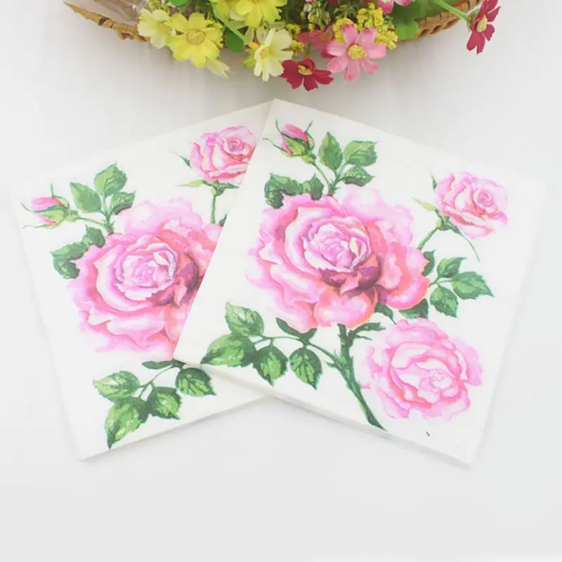 

Table Napkin Beauty Printed Tissue Feature Decoration Paper Napkins For Event & Party 33cm * 33cm 20pcs / pack / lot