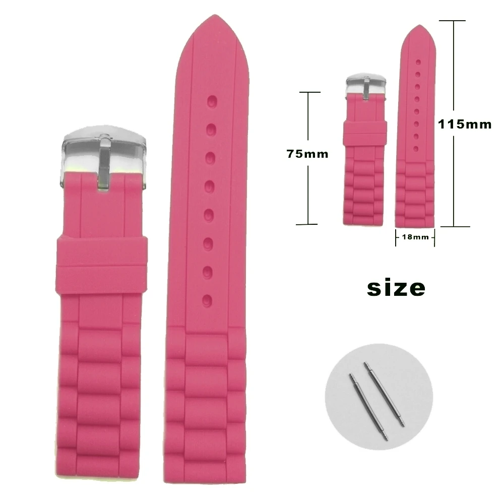 

18mm Magenta Color Silicone Jelly Rubber Ladies Watch Band Straps WB1002N18JB Spring Bar and spring bar removal tool included