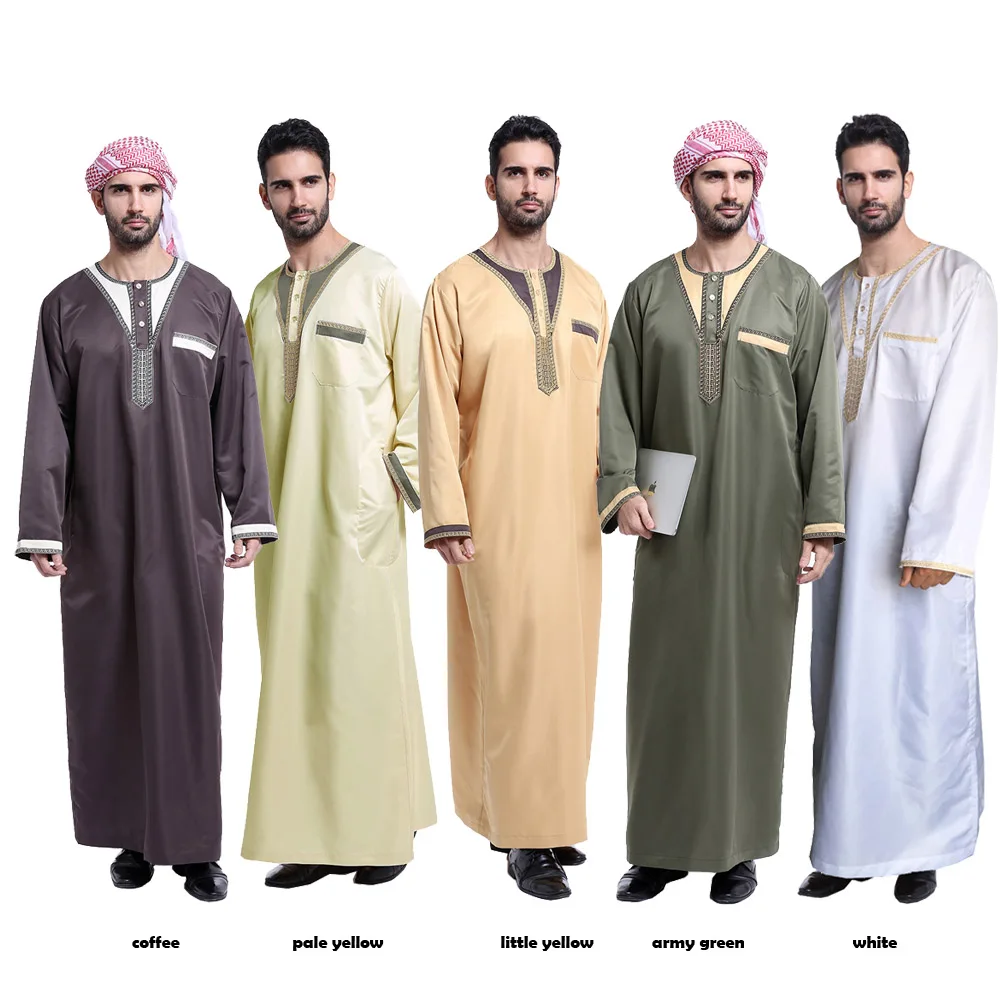 Muslim Men Robe Dishdasha Dress Islamic Arab Kaftan Thobe Abaya Ramadan Costume 