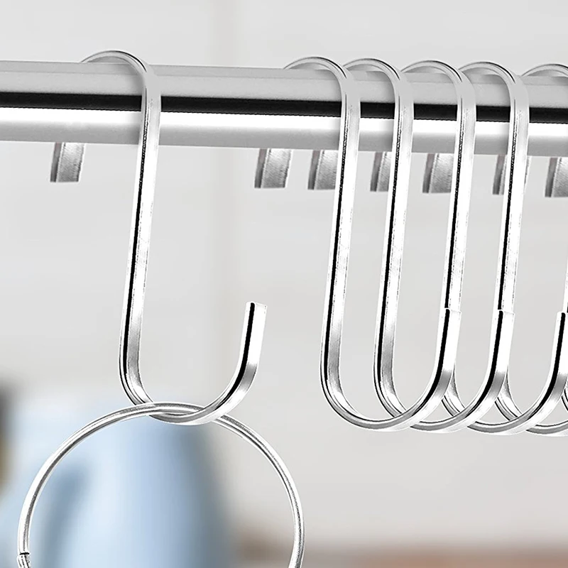 12 Pack S Shape Hook 304 Stainless Steel Rustproof Metal for Kitchen Hook Pot Pan and Bathroom Organizer