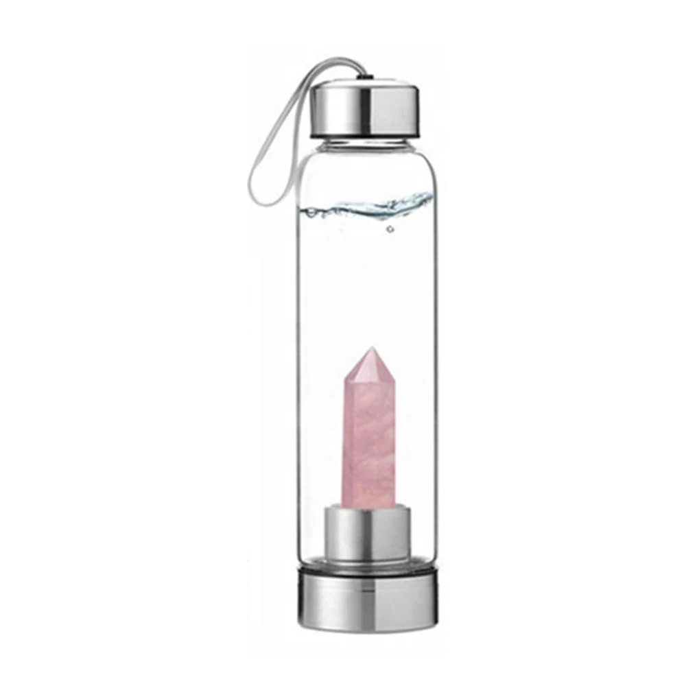 

New Natural Crystal Healing Obelisk Wand Quartz Crystal Water Bottle water bottle degaussing balance body and mind Water Bottle