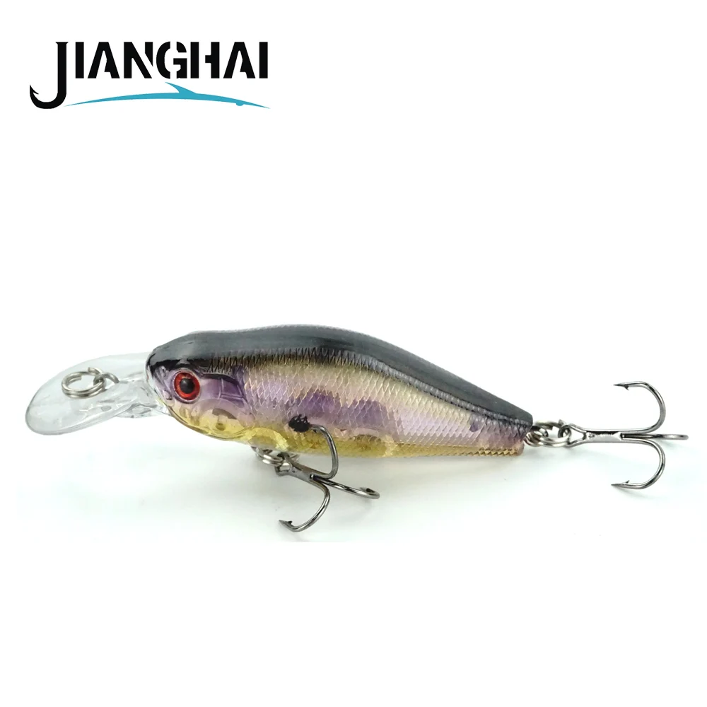 Janghai Crankbait рыбалка Луер 70 мм 8 г искусственный жесткая рукоятка приманки для рыбы 3D глаз воблер окунь световой