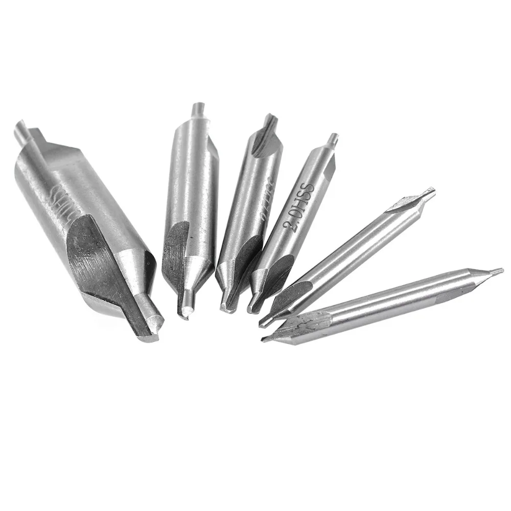 1 Set High Hardness HSS Center Drill Bits Double Ended Combined Countersinks Kit 60 Degree 5mm 3mm 2.5mm 2mm 1.5mm 1mm