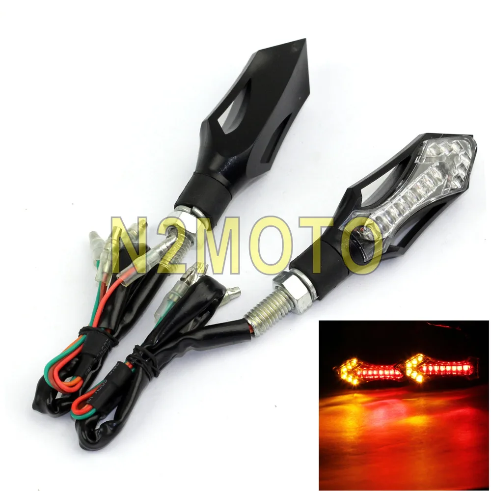

Emark Motorcycle 2pcs Mini Hatch Front Rear Turn Signal Indicator Red Amber Daytime Running Light Flasher for Honda Suzuki