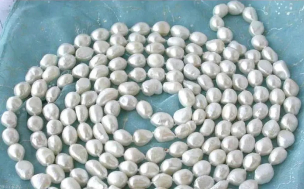 

FREE SHIPPING>>>@@ Hot sale S>>>>>BNEW long 46" 8-9mm baroque white freshwater pearl necklace AA
