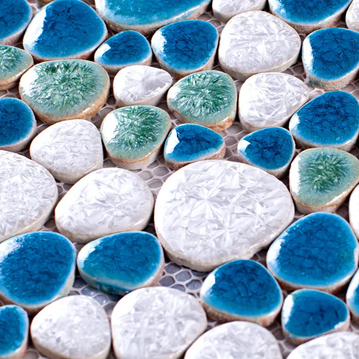 

Porcelain Sky Blue mixed Lake Green Ceramic Mosaic Tiles,