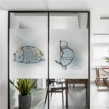 

Custom size Glass window Film Static Cling frosted home foil stickers ,waterproof for Pet store Bathroom Kitchen Door glass Bear