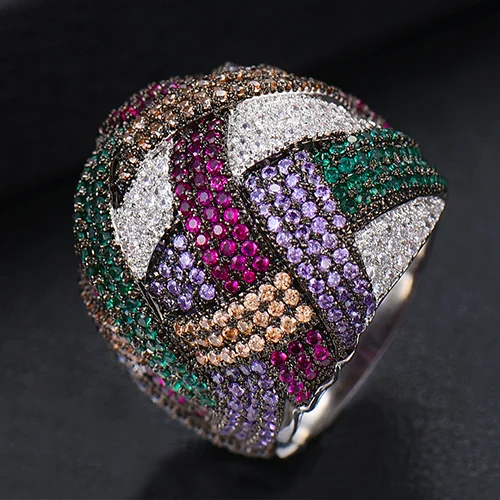 GODKI, Monaco, дизайнерское, роскошное, массивное, штабелируемое кольцо для женщин, свадебные с кубическим цирконом, Обручальные, дубайские, панковские, свадебные кольца на верхние пальцы - Цвет основного камня: H107 M