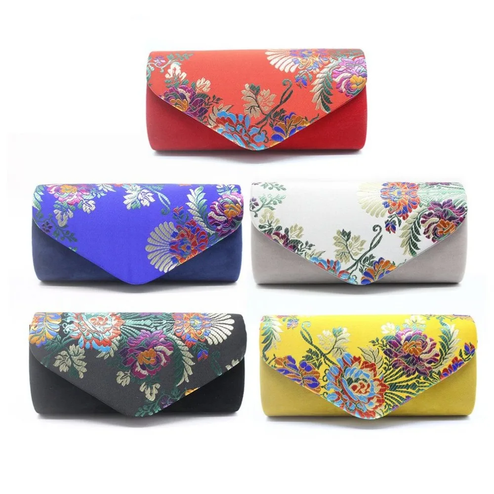 

Trendy National Style Embroidery Women Clutch Bag Party Night Club Evening Bag Soft Velvet Female Dinner Bag Clutches Bag