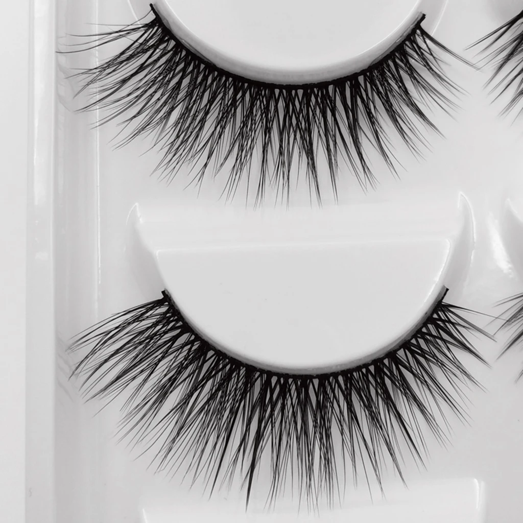 Lots 5 Pairs Natural 13mm Long 3D Handmade False Eyelashes Eye Lashes Extension Makeup Beauty Tools - Black