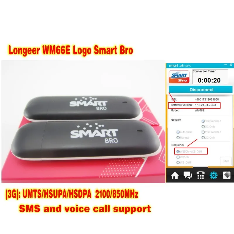 Лот 100 шт. long3g USB модем WM66e Логотип smart bro|3g modem|bro |