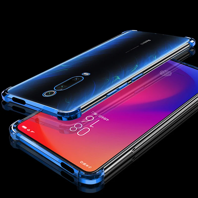 Противоударный чехол KEYSION для Xiaomi mi 9T 9T Pro A3 CC9e с защитой от ударов и ударов, прозрачный чехол для Red mi Note 7 8 7s K20 K20 pro - Цвет: Синий