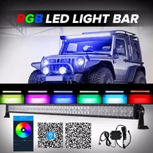 RGB многоцветный 50 дюймов 288 Вт 5" 300 Вт прямой изогнутый СВЕТОДИОДНЫЙ рабочий свет бар для внедорожников 4X4 4WD трактор Грузовой автомобиль ATV SUV 12 V/24 V лодка