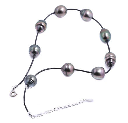 

HOT 001231 GENUINE 11-13MM TAHITIAN PEACOCK BLACK NECKLACE