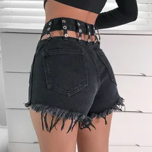 Модные однотонные Женские шорты, джинсы, повседневные сексуальные летние джинсовые шорты с высокой талией, короткие женские шорты