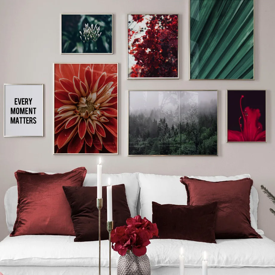 

Forest Flower banana Leaves Plant Quotes Wall Art Canvas Painting Nordic Posters And Prints Wall Pictures For Living Room Decor